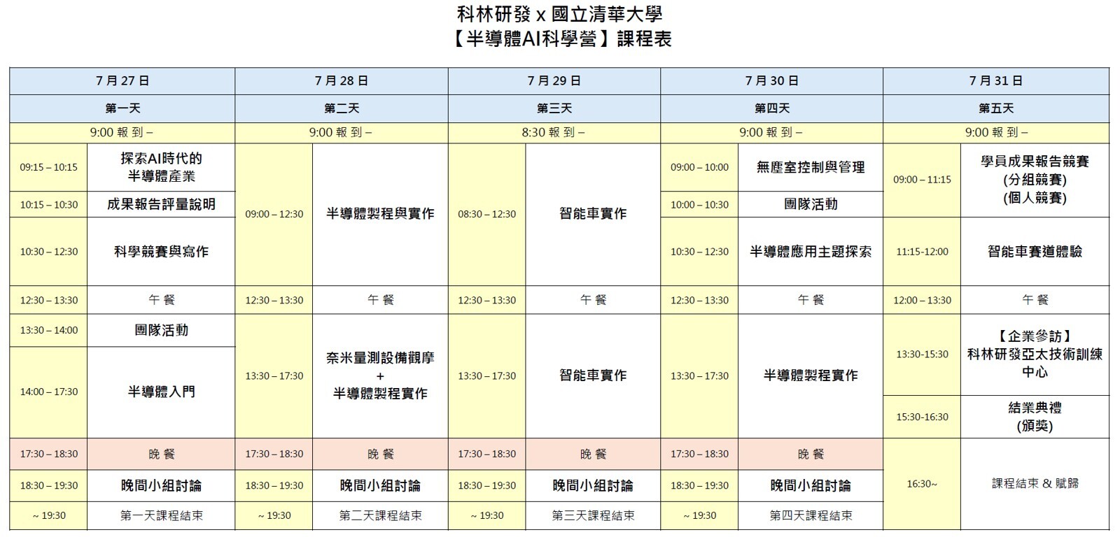 課程表